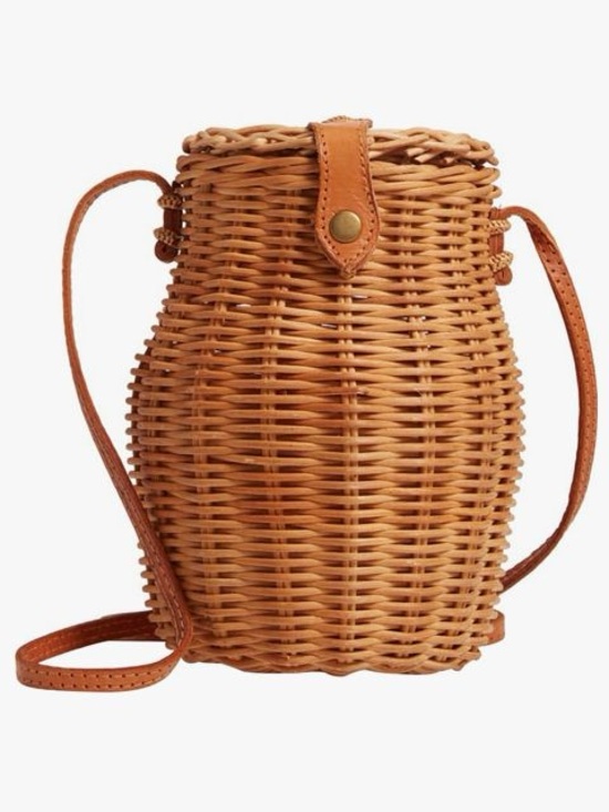 Handbags - Honeypot Wicker Crossbody Bag Basket Leather Strap